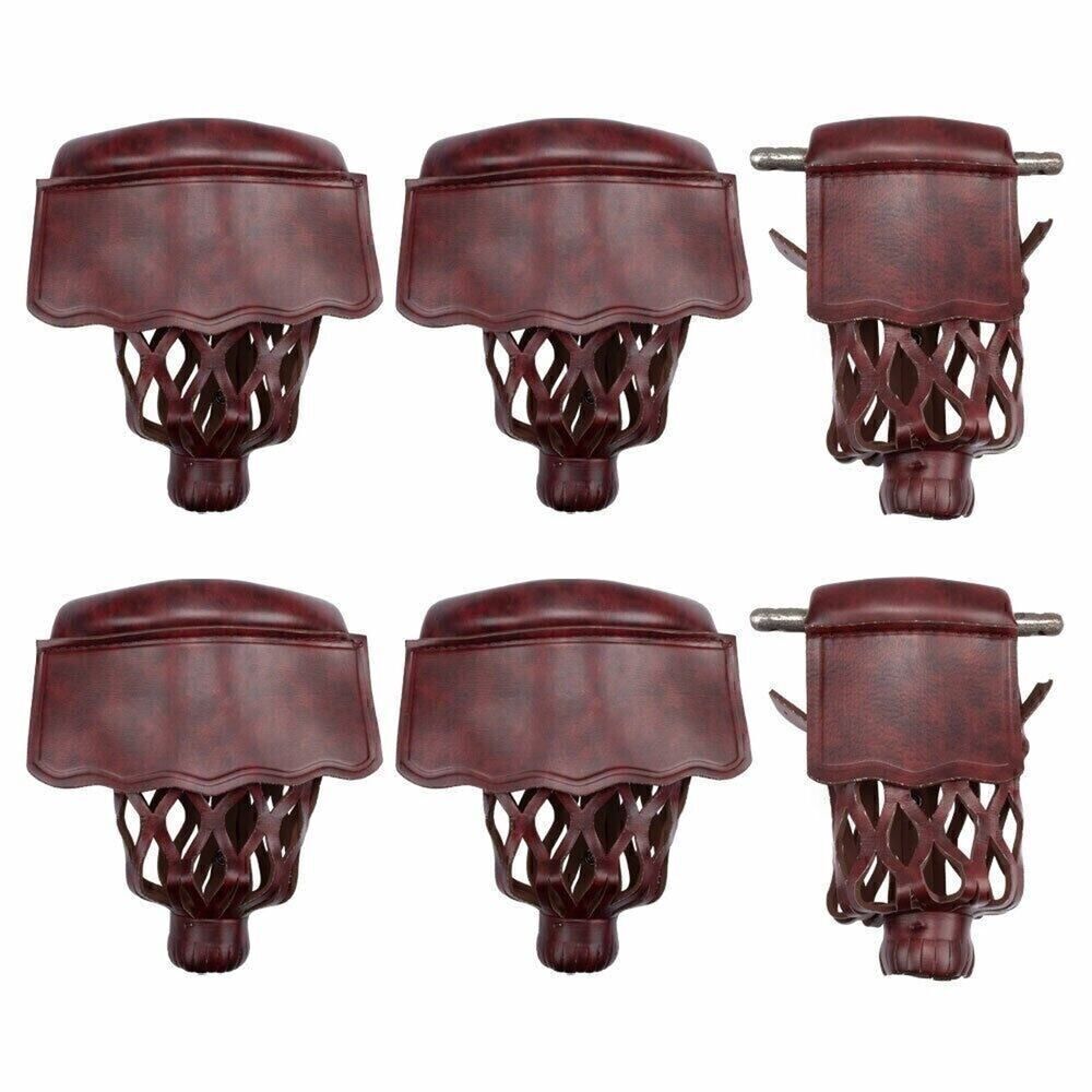 Set of 6 Heavy Duty PU Leather Billiard Pool Table Pockets (Dark cherry smooth)